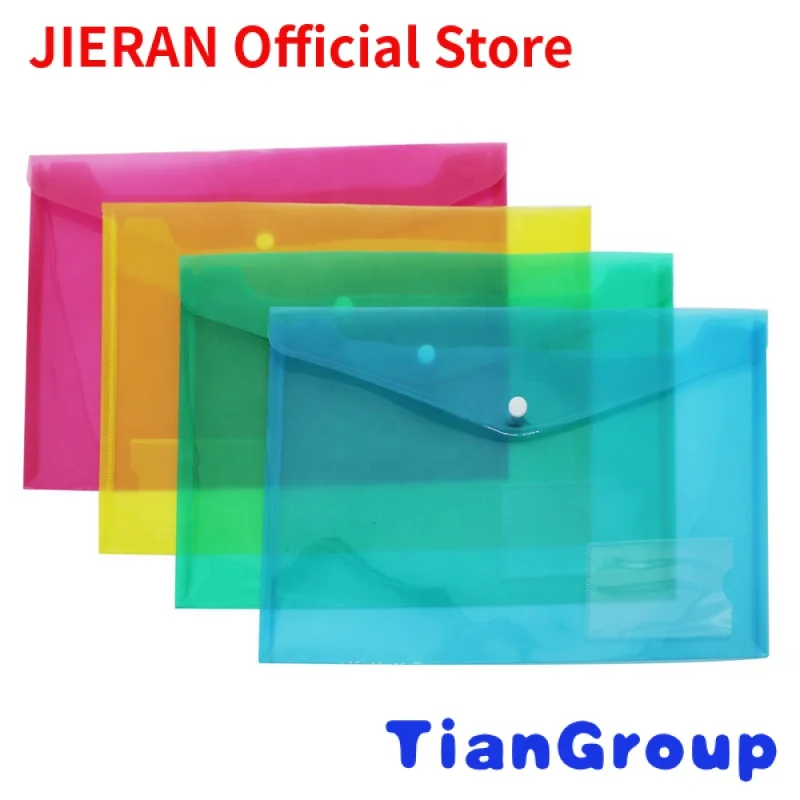 

Custom PP Plastic A4 A5 B6 Envelope Document Snap Closure Folder Clear Button File Bag