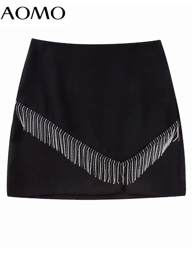 

AOMO Women Fashion Shiny Sequin Party Skirt Vintage High Waist Side Zipper Female New Year Skirts BE124A