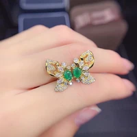 meibapj natural colombian emerald gemstone butterfly stud earrings real 925 silver earrings fine charm jewelry for women