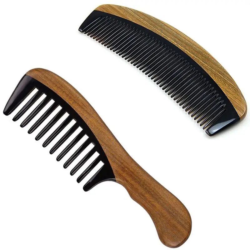 

Новинка, 2 шт., гребень для волос из натурального сандалового дерева, инструменты для парикмахерских, деревянные гребни