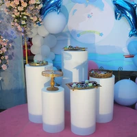 3pcs holiday party white new products round cylinder pedestal display art decor plinths pillars for diy wedding decorations
