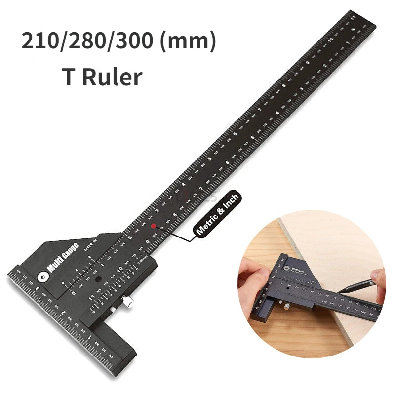 

Multi Alloy Ruler Gauge Sliding Measuring Scribing Marking Gauge Tools Ruler Woodworking T-square Aluminum Depth Scribe Gauge