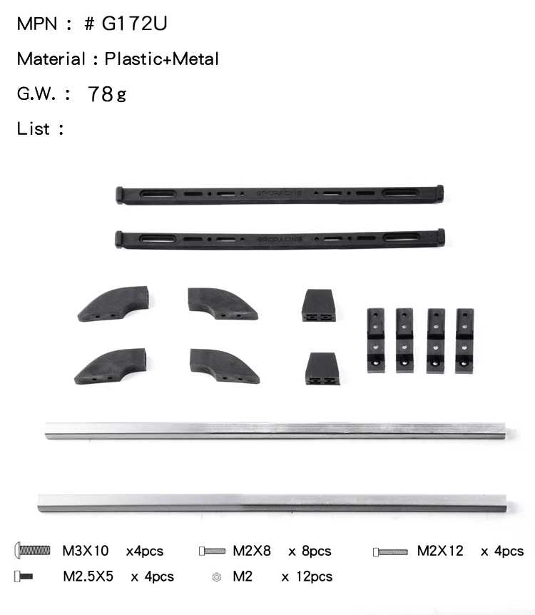 

GRC 1/10 шкала на крышу с багажником, багажник на крышу, держатель с рельсовым стержнем для Traxxas TRX4 TRX6 Benz Bronco Axial SCX10 90046