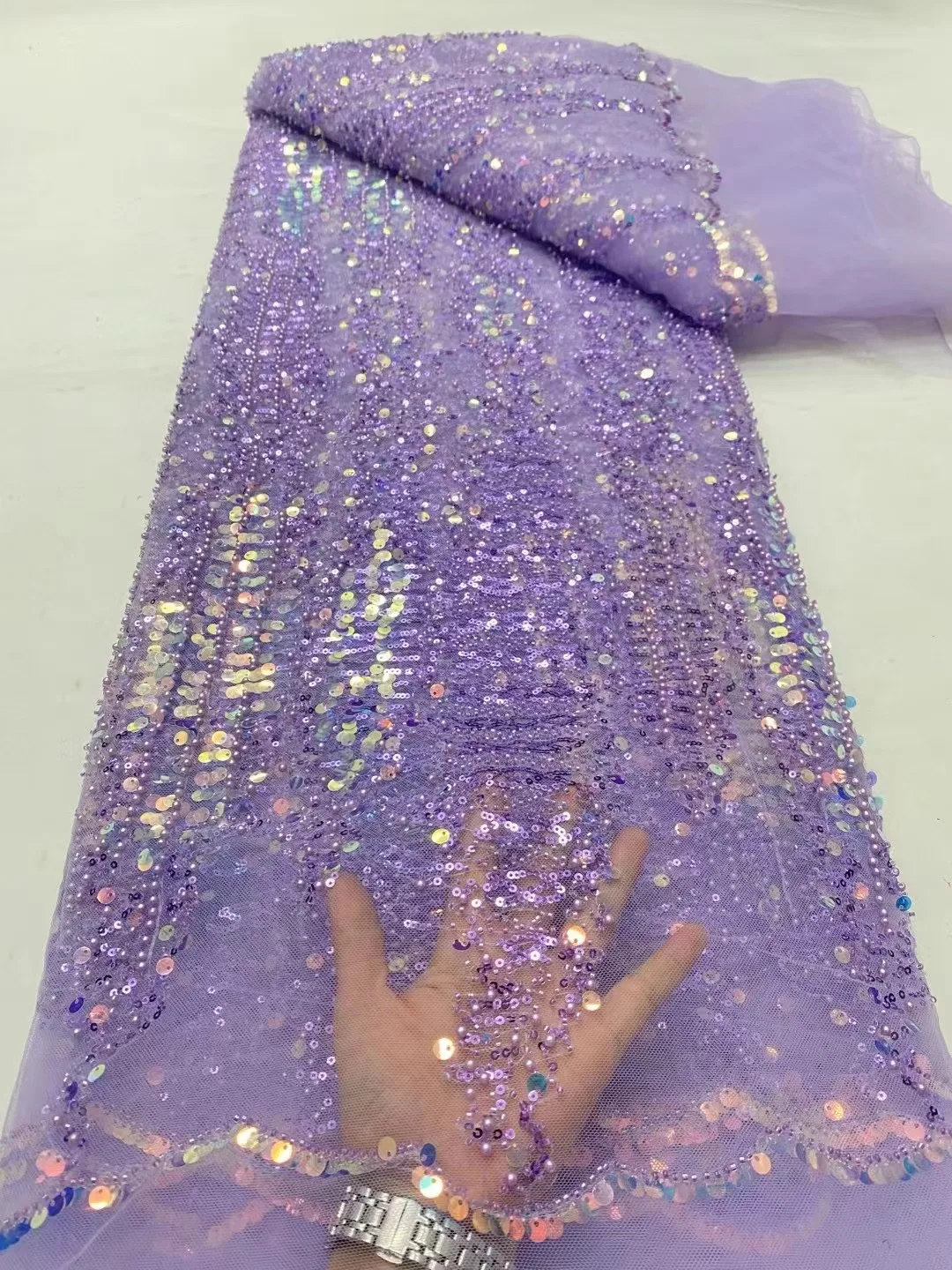 Hoh кружево высокого качества 2024 бисер кружевная ткань Роскошная вышивка