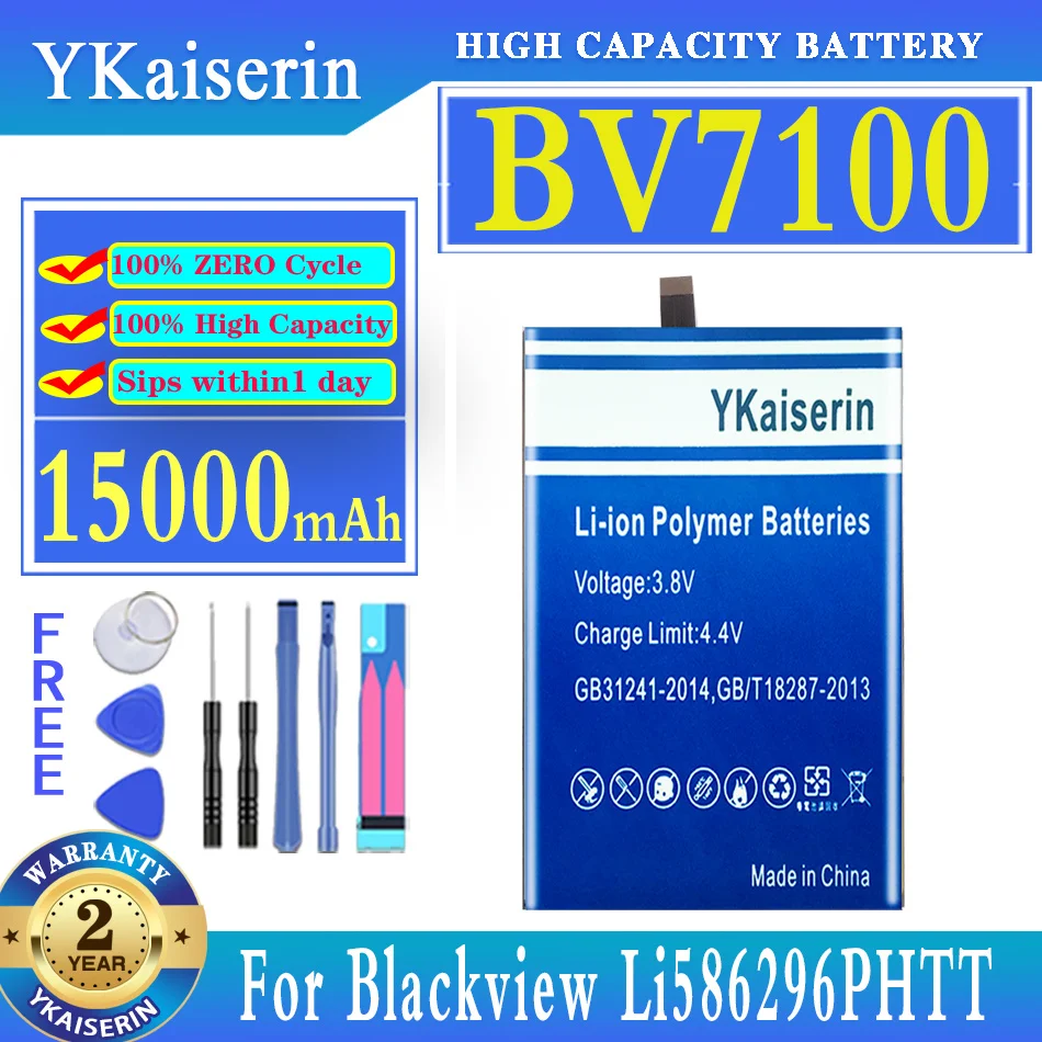 

YKaiserin 15000mAh Replacement Battery BV7100 For Blackview Li586296PHTT Mobile Phone Batteries