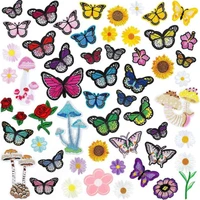 clothing women men diy embroidery flower patch butterfly mushroom deal with it iron on patches for clothes fabric free shipping