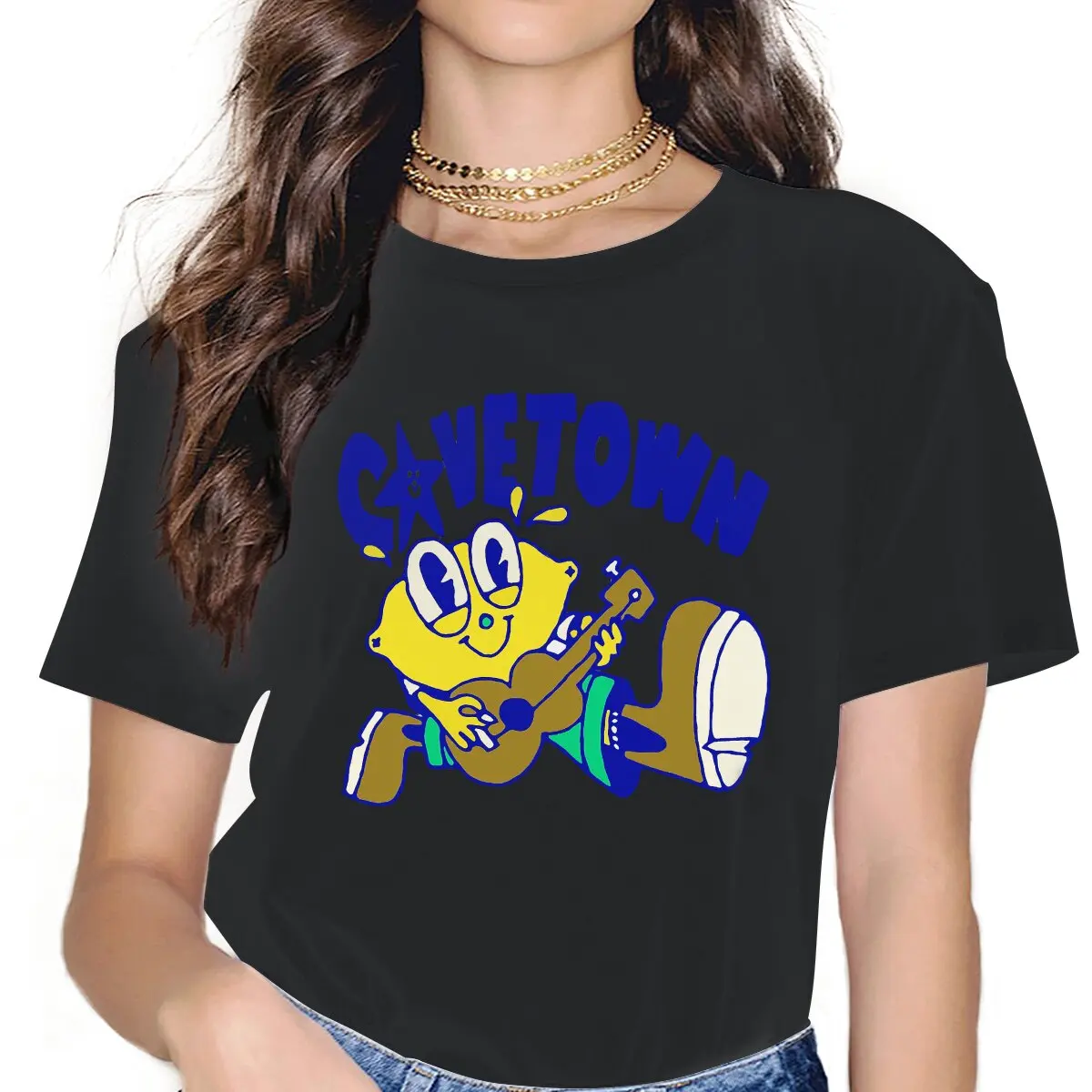 

Футболка женская хлопковая в винтажном стиле с изображением певицы и музыканта