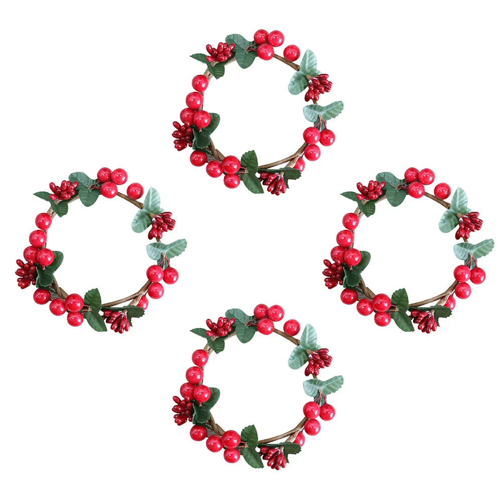 

Berry Wreathdecor Ring Christmas Mini Wreaths Head Berries Rings Hanging Decorations Simulated Garlandcup Artificial