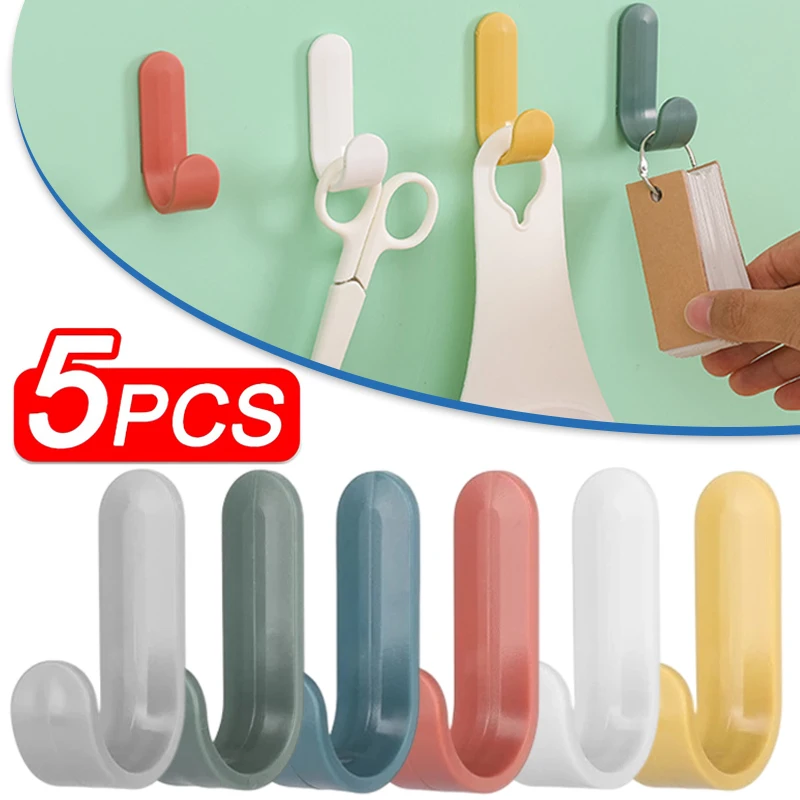 

5/1PCS Towel Hook Self Adhesive Strong Wall Hook Door Hanger Key Bag Coat Hook Holder Home Organizer Kitchen Bathroom Accessorie