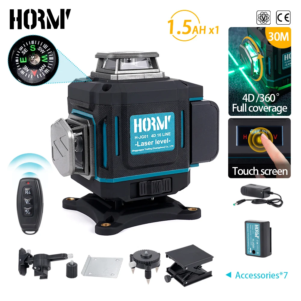 Hormy 16-линейный Высокоточный Лазерный Уровень 4D USB Автоматический Сенсорный Экран