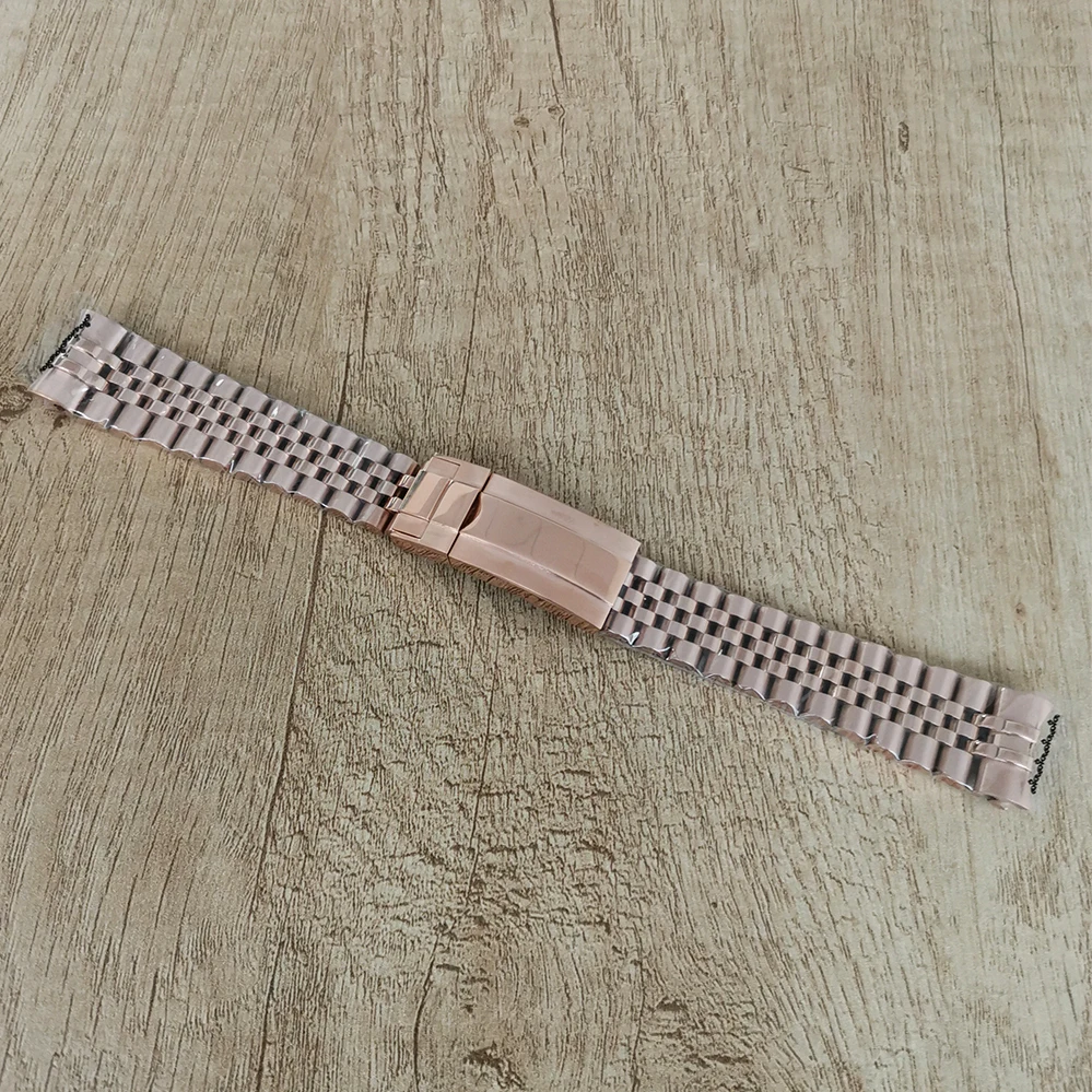 20MM Stainless Steel Watch Band Single Folding Buckle Solid Screw Links Watchband Strap Vintage Jubilee Bracelet