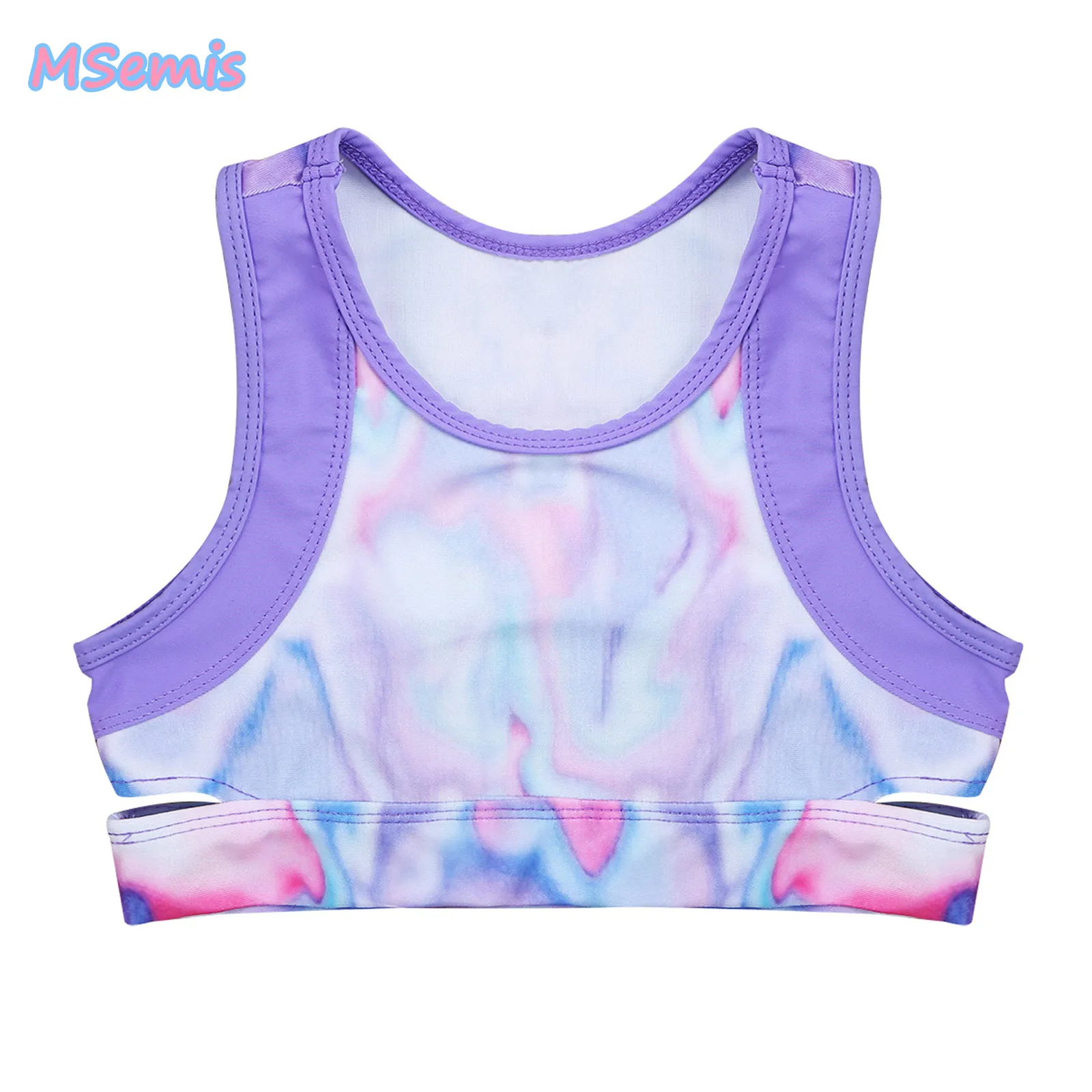 

Kids Girls Ballet Dance Crop Top Sleeveless Tie-Dye Tank Fashion Pull On Closure Slim Camisoles Children Gymnastics Workout Vest