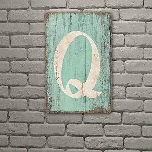 Sgns Vntge tn Sgn Letter Q 8 12 nch Hngng Wll 26 букв Metl lphbet для дома спальни Br Decor
