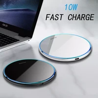 10w universal qi wireless charger for iphone 8 xr xs max 11 12 promax fast wireless charging mirror pad for samsung huawei