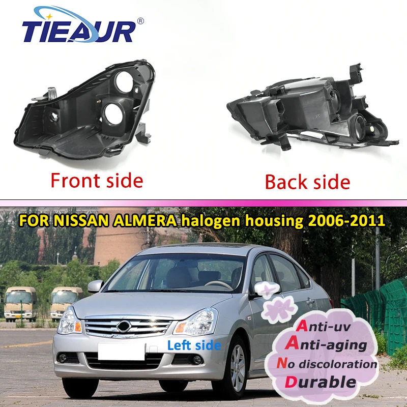 

Front Auto Headlight Rear Lights Housing Plastic Black For SYLPHY ALMERA Halogen 2006-2011 Car Accessories Assembly Back Base