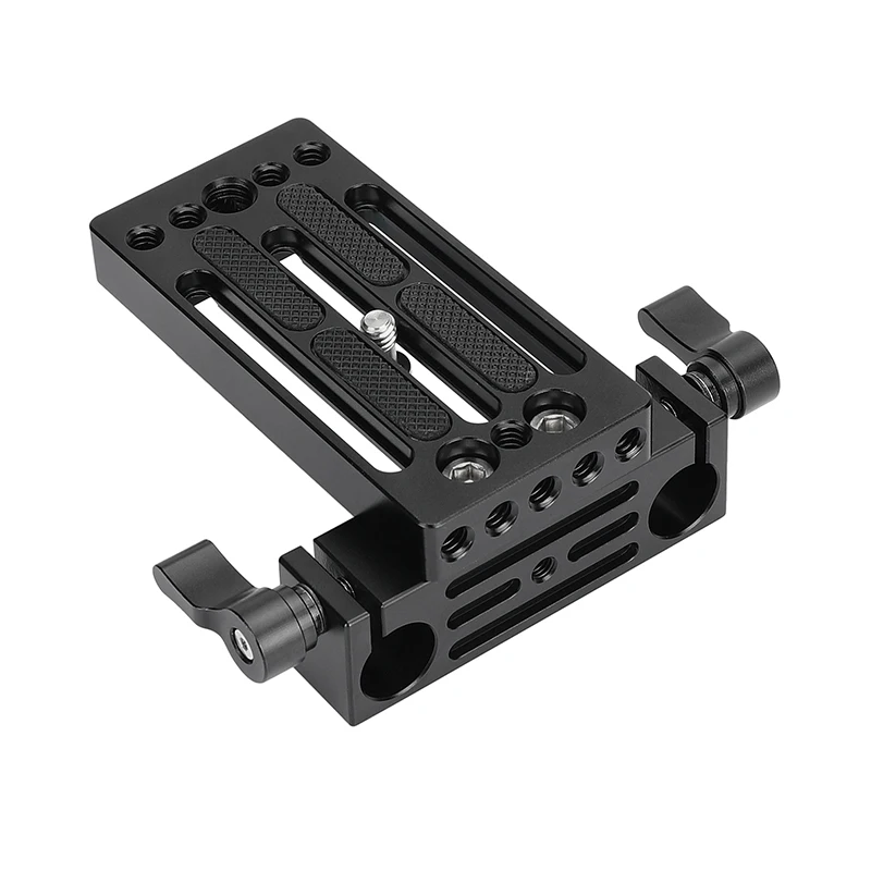 

HDRIG Extended Camera Baseplate Tripod Head Mount With 1/4"-20 Mounting Stud & 15mm Rod Clamp Railblock