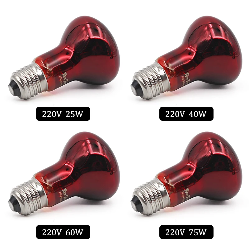 

1Pcs Pet Red Heating Lamp E27 Reptile Amphibian Snake Lamp Warm Heat Insulation Bulb Lizards Turtles Animal 25-75W Ac220-230V