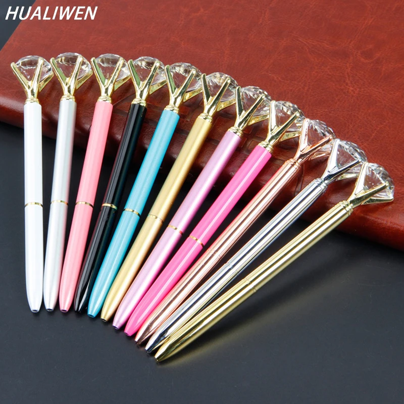 

3PC High Quality Crystal Diamond Hat Model Business Office School Stationery Ballpoint Pen New Financial Ball Point Pens