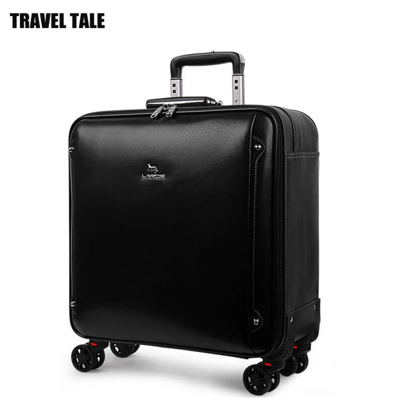

TRAVEL TALE 16 "20" мужские чемоданы для ручной клади из натуральной кожи, дорожные сумки-тележки на колесах