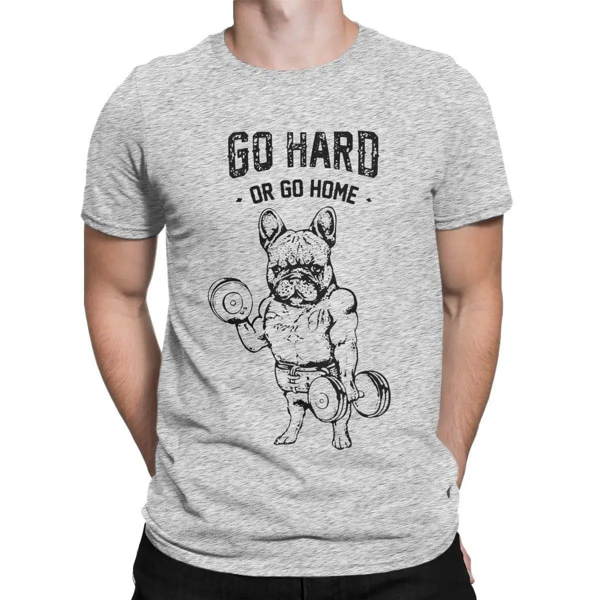 Men T-Shirts Pug Life Amazing 100% Cotton Tee Shirt Short Sleeve GO HARD OR GO HOME FRENCHIE T Shirts Round Collar Clothes