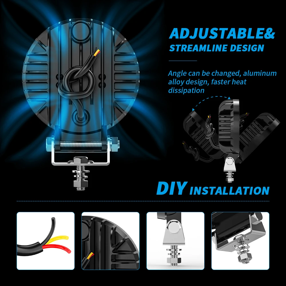 LupuAuto 4-дюймовые Круглые Светодиодные Рабочие Фары Желтые Дневные Ходовые Огни
