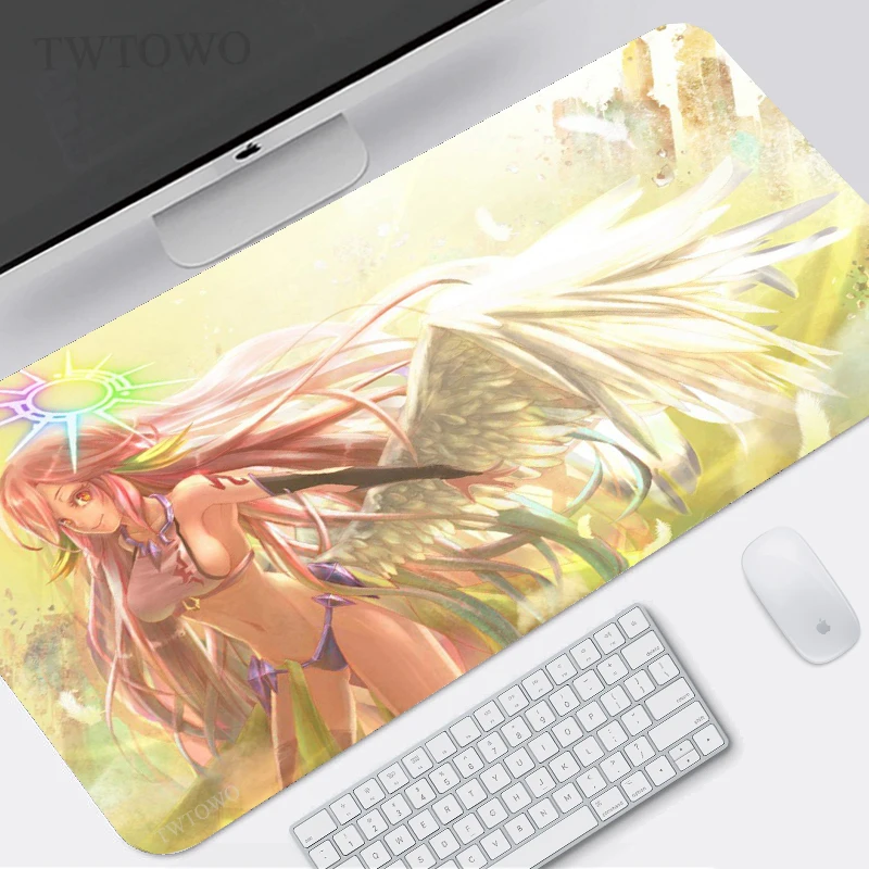 

Игровой коврик для мыши No Game No Life, большой коврик для компьютерной мыши XL, нескользящий мягкий коврик для мыши из натурального каучука, коври...