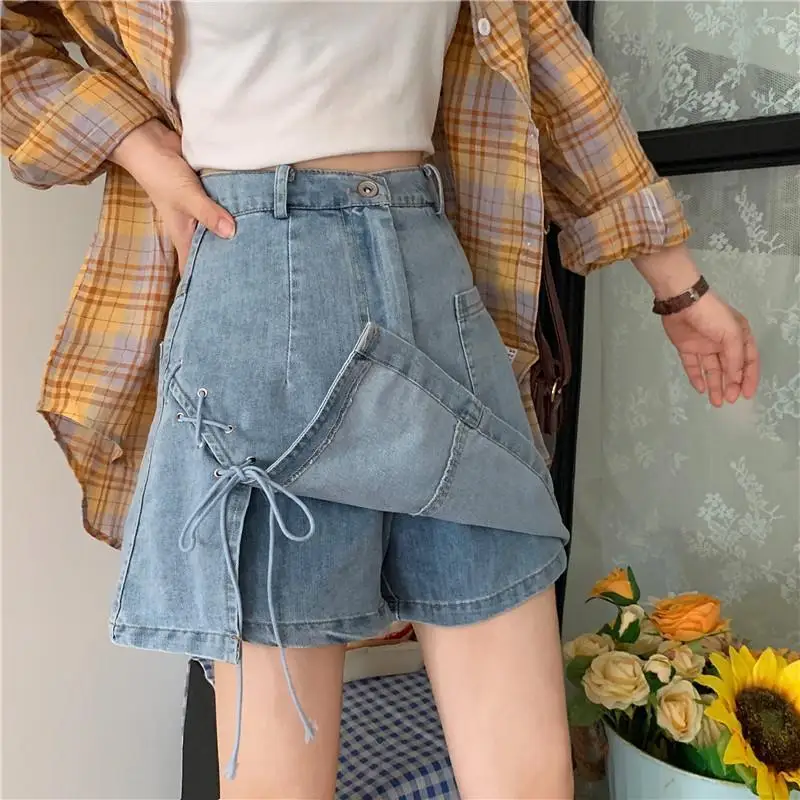 

Women Mini Pant Skirts Clothing Denim Wide Leg Shorty Sexy Woman Clothes for Teen Girls Hot Pants Korean Fashion Beach Jeans 5XL