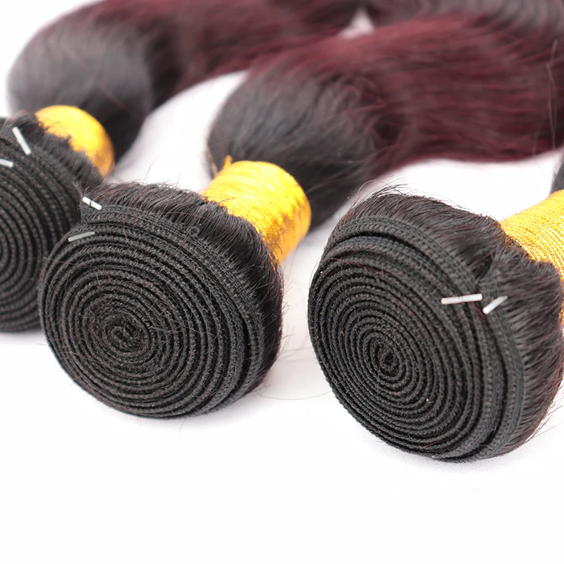 Бразильские волнистые волосы 1B 99J с эффектом омбре 1 шт. человеческие бордового