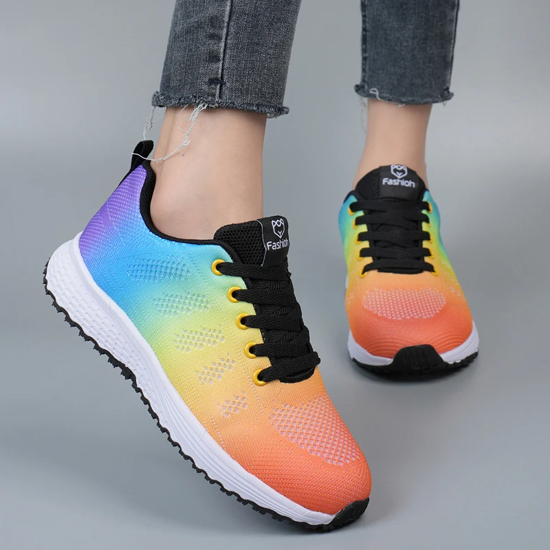 Women Sports Shoes for Women Summer 2023 Casual Tennis Shoes Breathable Walking Mesh Lace Up Flat Running Shoes Sneakers Female