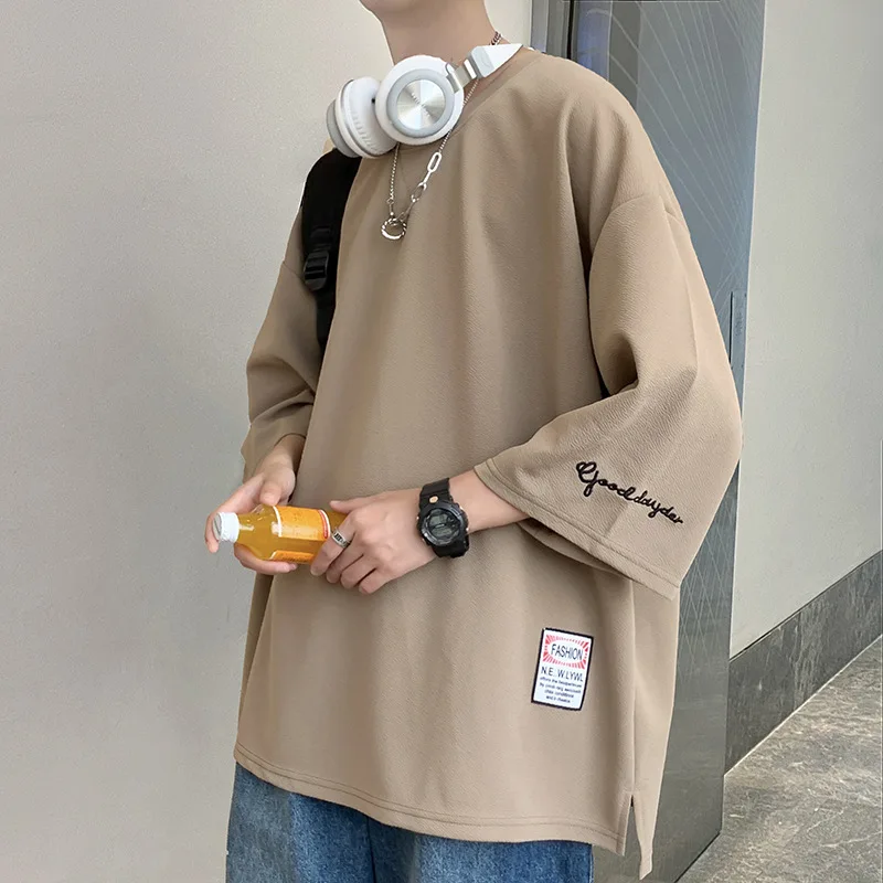 

Embroidered Dropped Sleeve T-Shirt Oversized Loose Short Sleeve Top