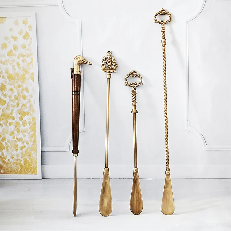 Shoes Lifter Long Handle Entrance Home Decor Unisex Adult Shoe Lifter Exquisite Handmade Metal Shoe Horn