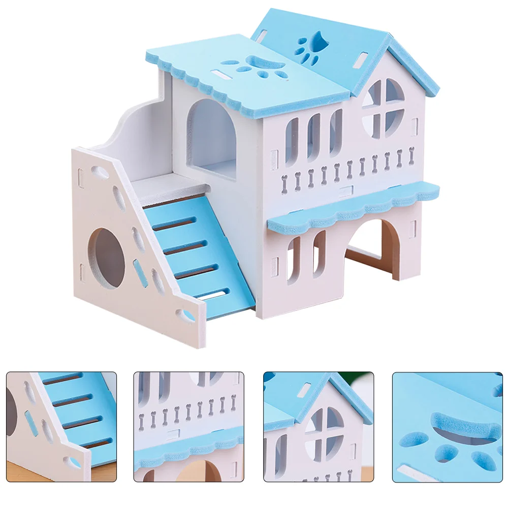 

Hamster Wooden House Hideout Villa Smallpetrat Guinea Playthings Wood Animal Hideaway Hide Rabbit Cabin Playhouse Castle Deluxe