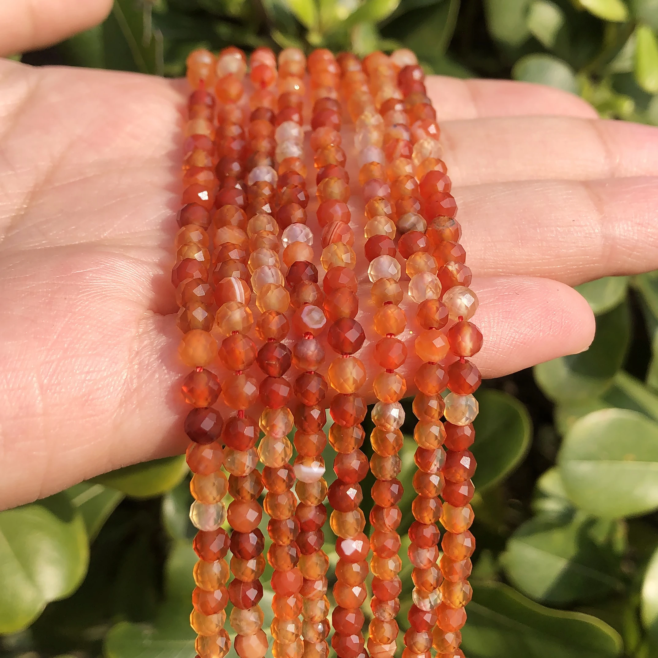 

Бусины из натурального красного агата с гранями, незакрепленные бусины-разделители для изготовления ювелирных изделий «сделай сам», для бр...