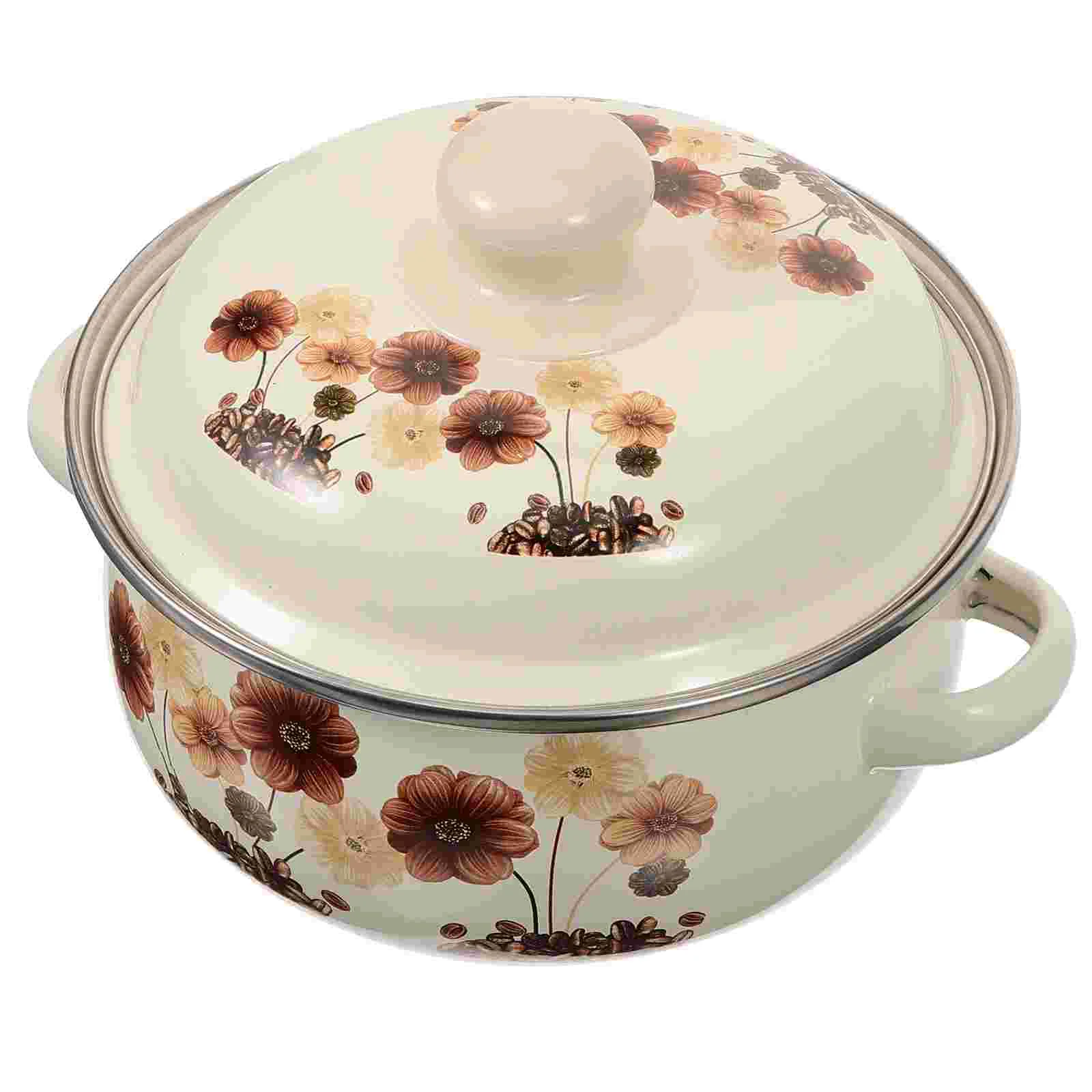 

Simmering Pot Pasta Delicate Enamel Cooking Gas Vintage Sauce Pan Handle Wear-resistant Stockpot