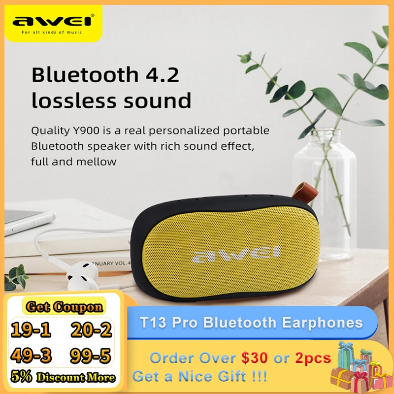 

Awei Y900 беспроводной динамик Bluetooth динамик s звуковая коробка портативный водонепроницаемый бас 3D стерео музыка объемная Поддержка TF карта USB