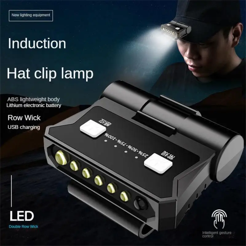 

Head-mounted Usb Charging Cap Clip Light With Clip Waterproof Headlight Outdoor Led Induction Night Fishing Light
