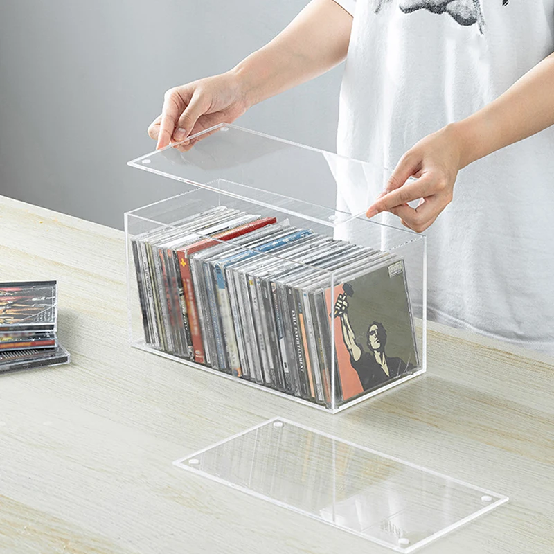 Акриловый ящик для хранения DVD/CD прозрачный чехол-держатель DVD с крышкой