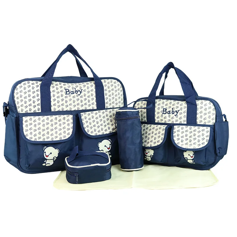 

New fashion mummy bag multi-functional large-capacity mother and baby bag Huayao fabric cute bear factory direct sales on behalf