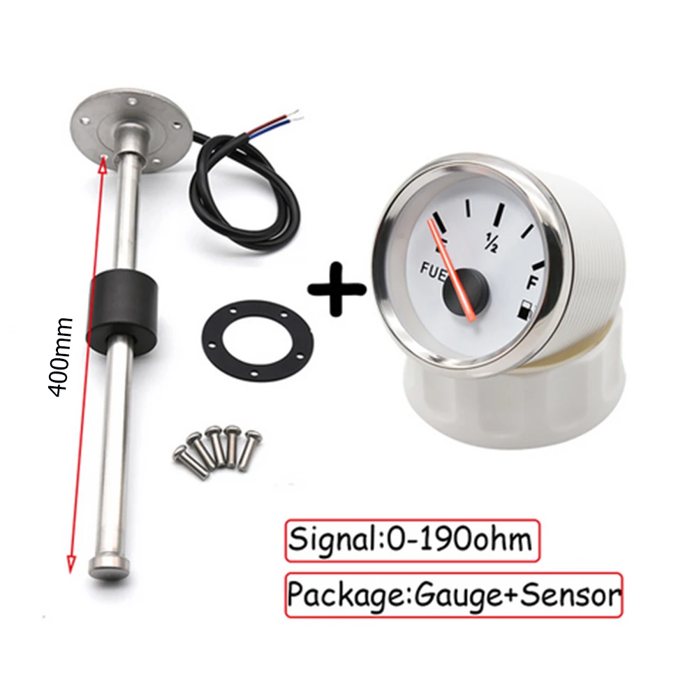 

0-190ohm Digital Water Level Gauge With Water Level Sensor 100-400mm 52mm Fuel Level Gauge Oil Tank Level Indicator