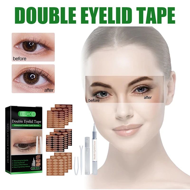 

EELHOE Eyelid Tape Sticker Invisible Double Fold Eyelid Lace Paste Waterproof Self-adhesive Clear Beige Stripe Natural Eye Tape