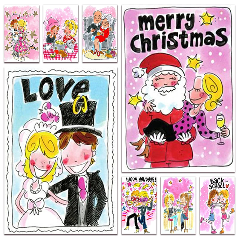 

New DIY Full Diamond mosaic Blond Amsterdam Cartoon Girl 5D Diamond painting embroidery Home decor Comic boy cross stitch E137