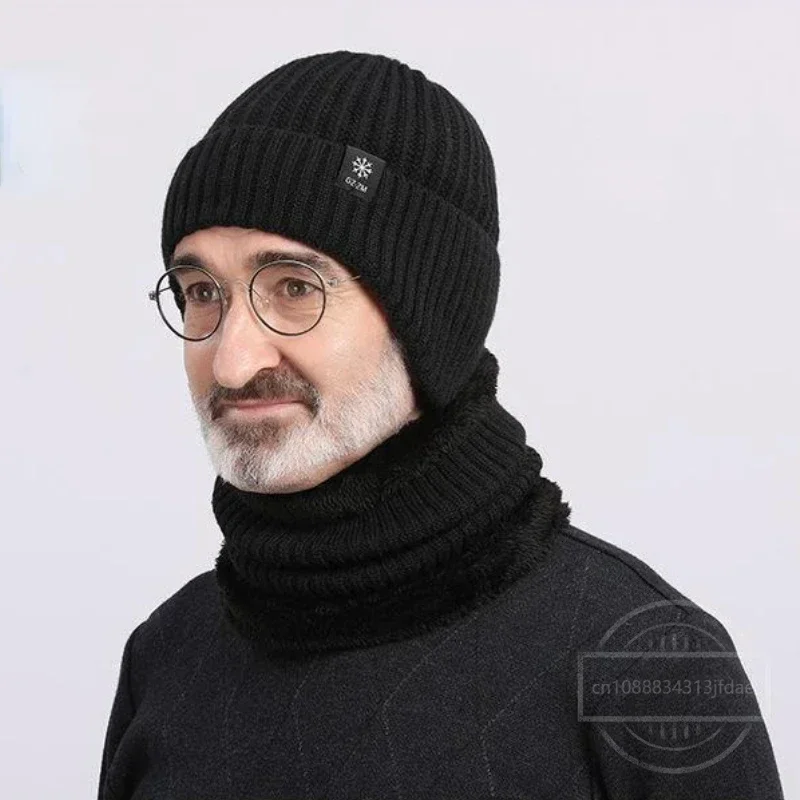 Уличная Мужская зимняя вязаная шапка плюшевая теплая Кепка с ушами повседневные