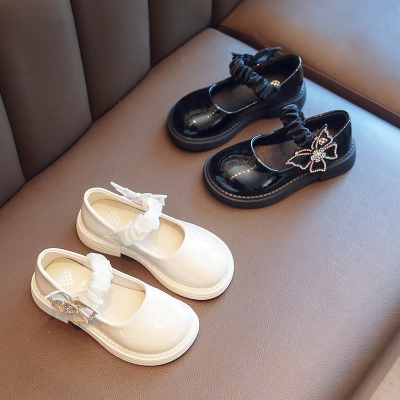 

Туфли для принцессы для девочек, блестящие кожаные туфли для свадьбы, детей, бабочки, летние и весенние модные детские Туфли Мэри Джейн, милая обувь