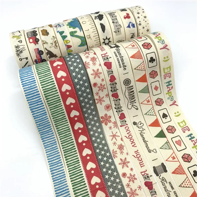 

15mm Multi Design Cotton Ribbon Handmade Printed Cotton Lace Ribbon For Sewing Fabric Christmas Decoration
