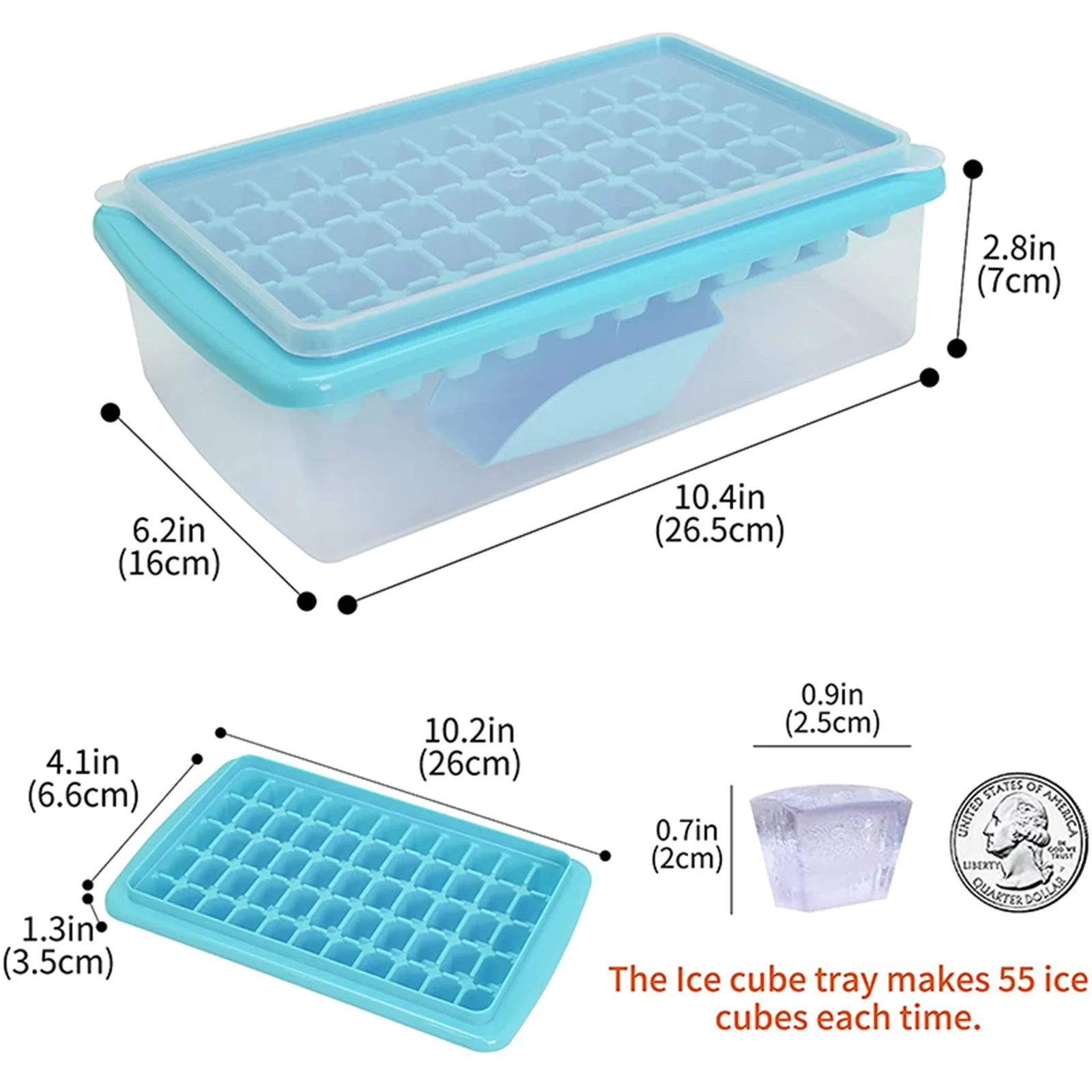 

Silicone Ice Mold 55 Grid Ice Tray With Lid 2 In 1 Ice Cube Tray Mould Box Maker Bar Kitchen Accessories Utensils Home Gadgets