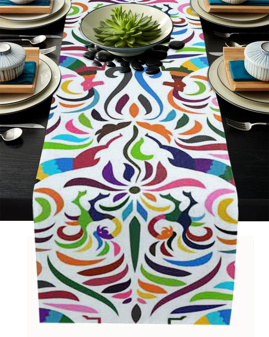 

Ethnic Style Pattern Color Tablecloth Table Runner Decoration Home Decor Dinner Table Decoration Table Decor