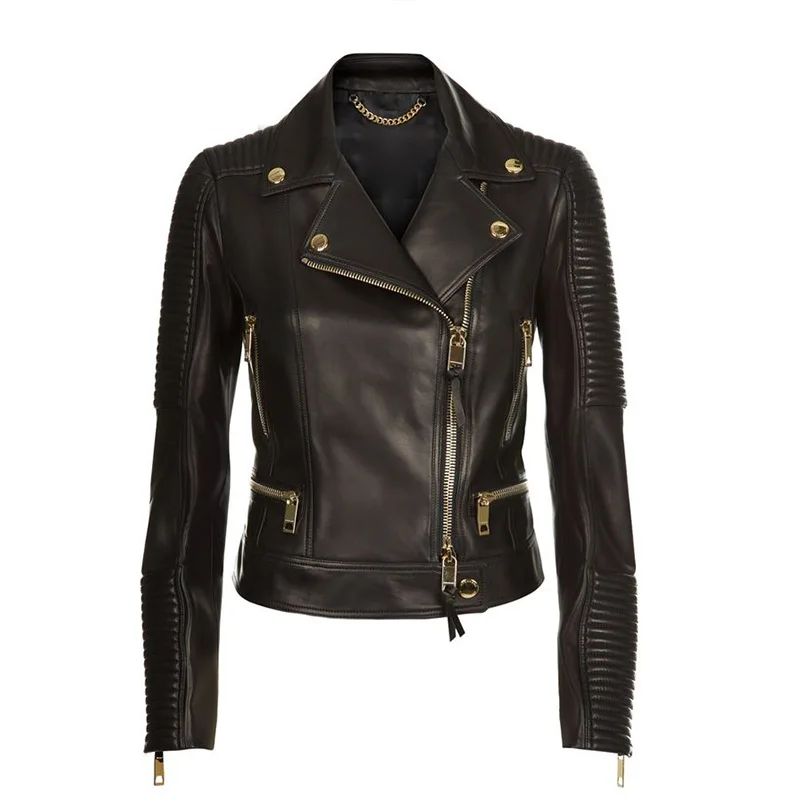 Fashion Female Autumn And Winte Slim Biker Short Coats Women's Synthetic Leather Motorcycle Jacket