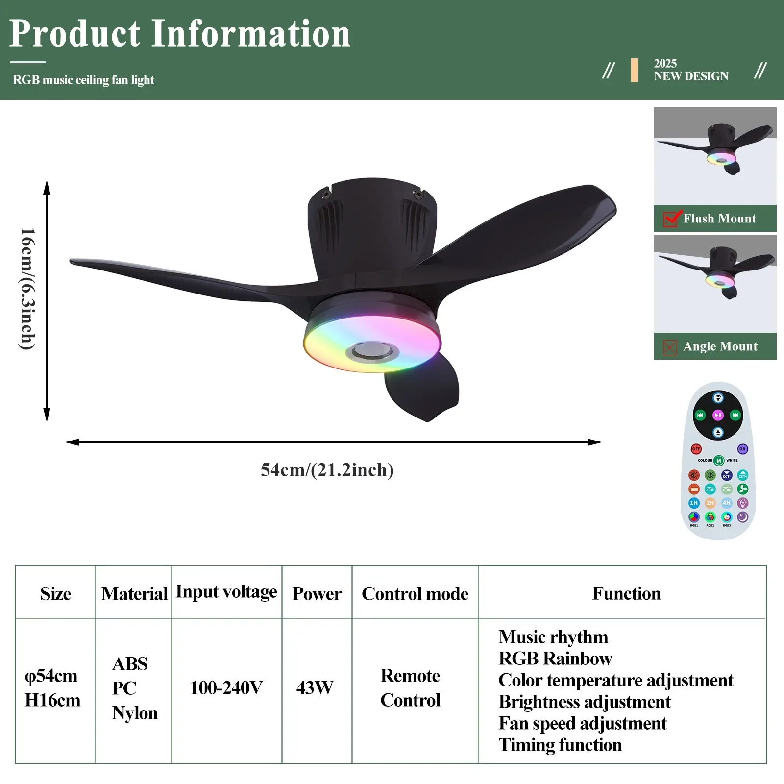 

Потолочный вентилятор-светильник AMNU RGB