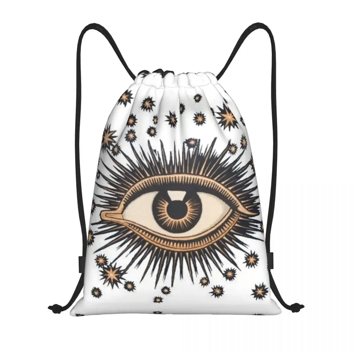 

Vintage Turkish Evil Eye Drawstring Bag Women Foldable Sports Gym Sackpack Nazar Amulet Pattern Boho Shopping Storage Backpacks