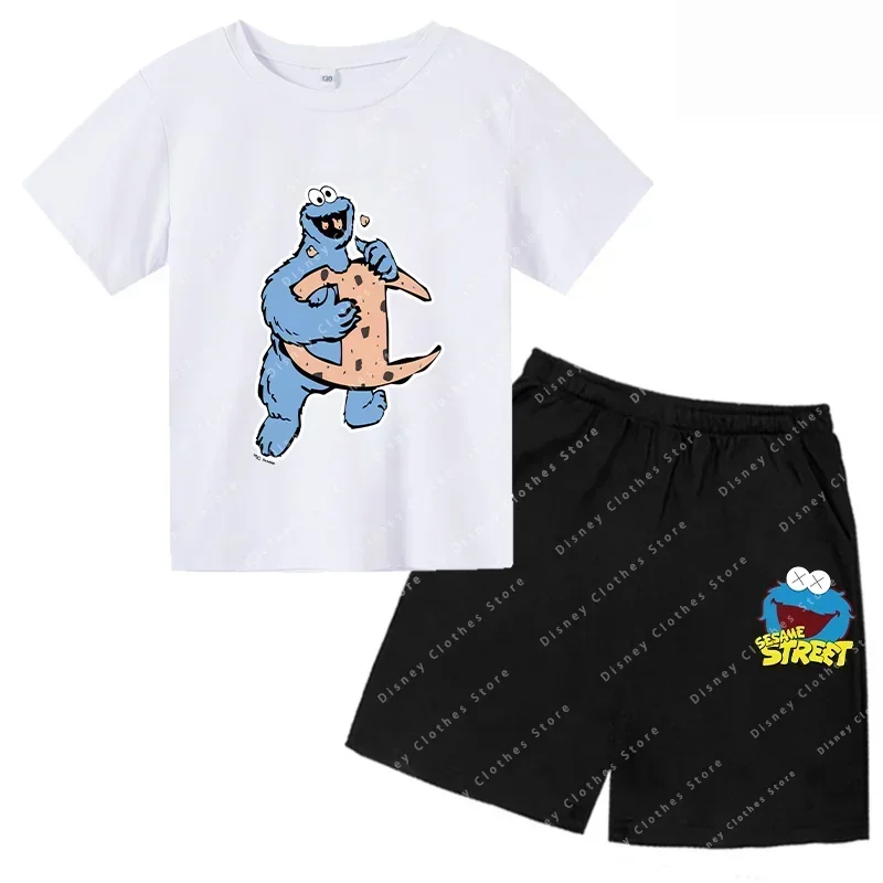 Футболка детская летняя с коротким рукавом и принтом Улица Сезам